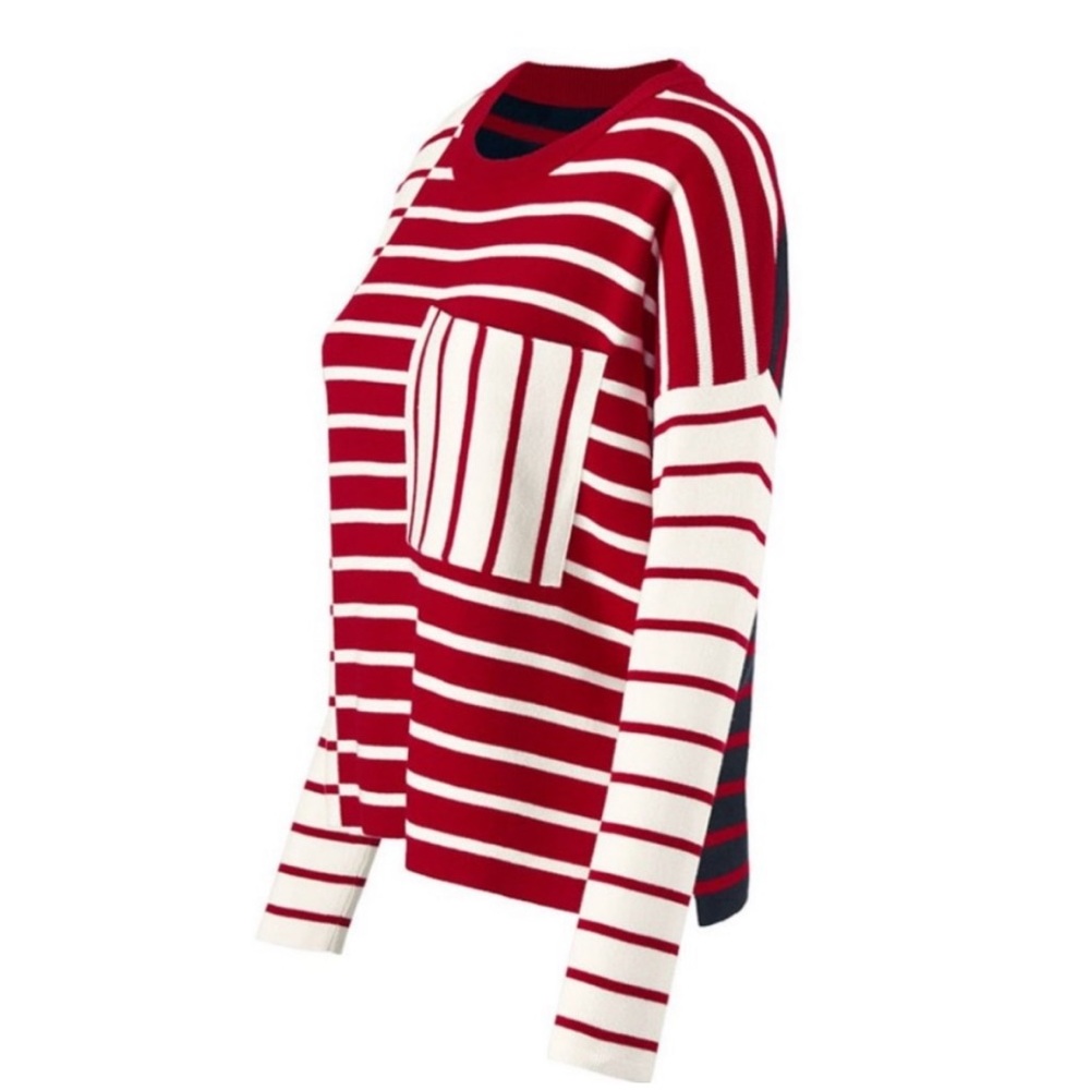 Cabi pocket pullover red striped with large pocket